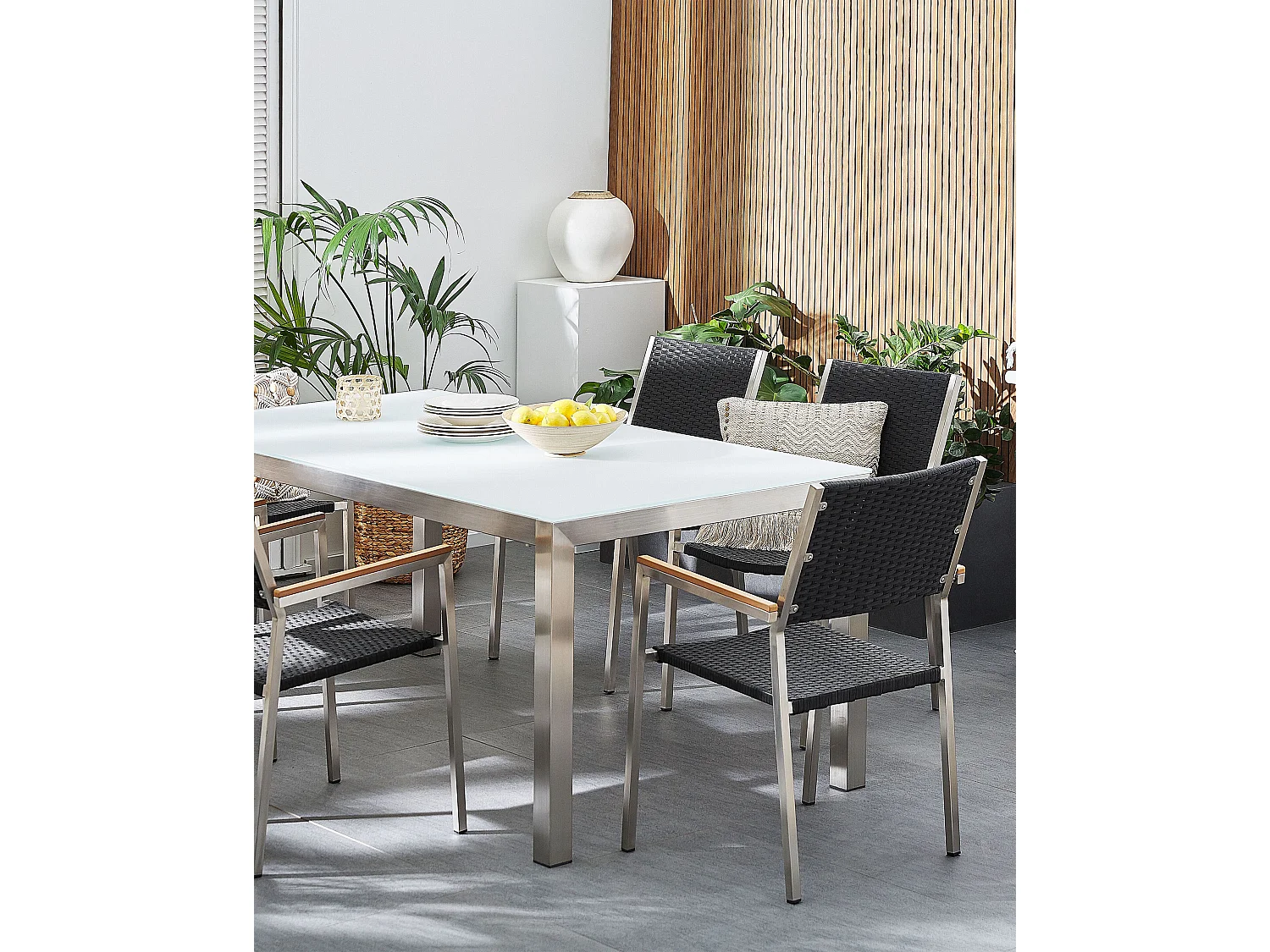 Lot de 4 chaises noires en rotin GROSSETO