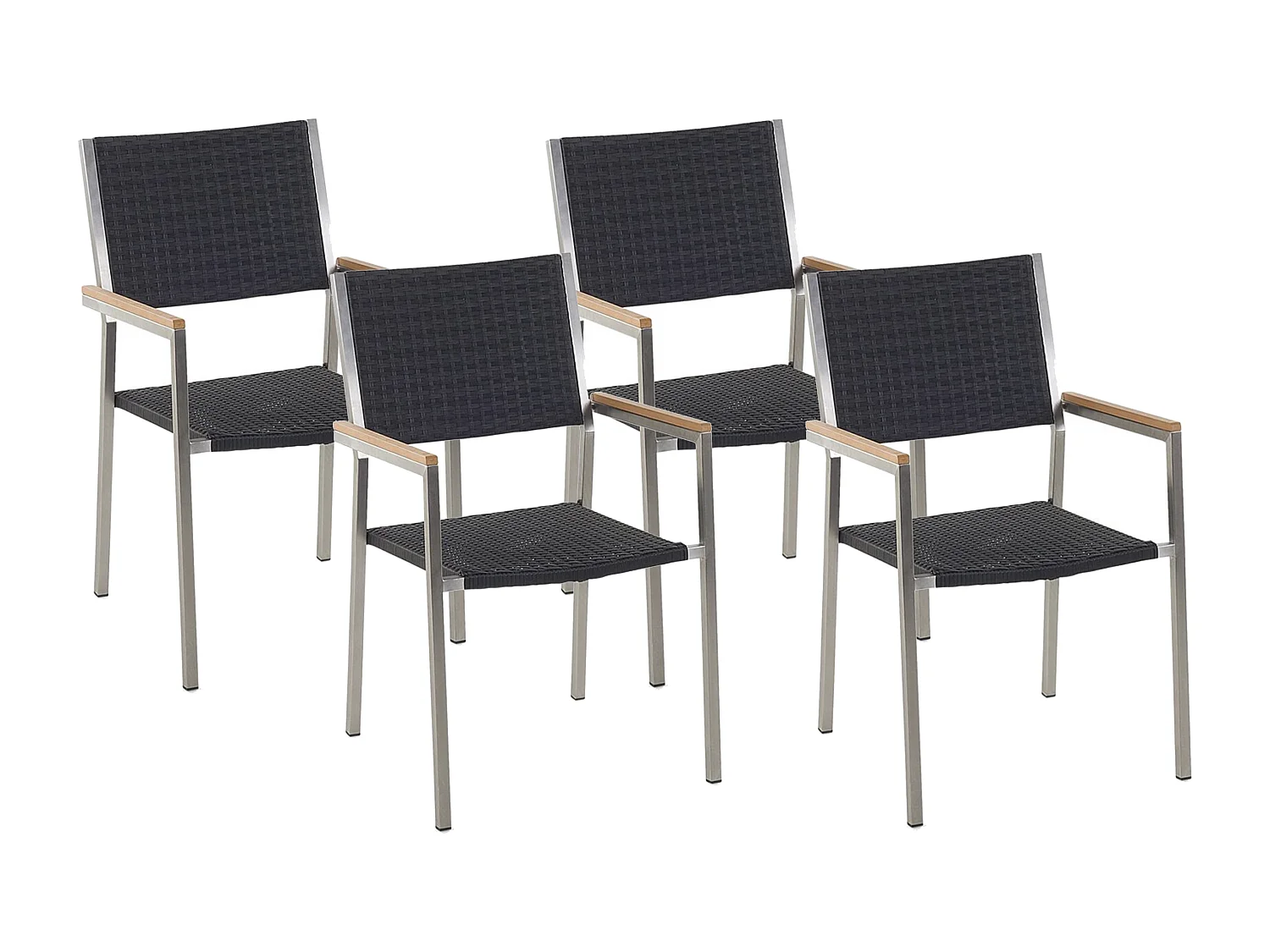 Lot de 4 chaises noires en rotin GROSSETO