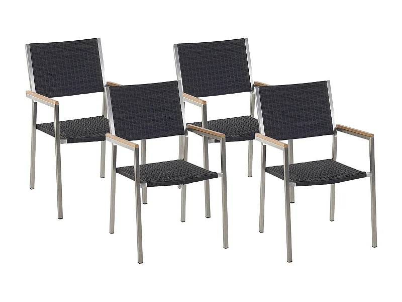 Lot de 4 chaises de jardin GROSSETO Noir