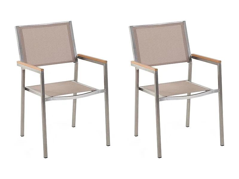 Lot de 2 chaises de jardin GROSSETO Acier inox Beige