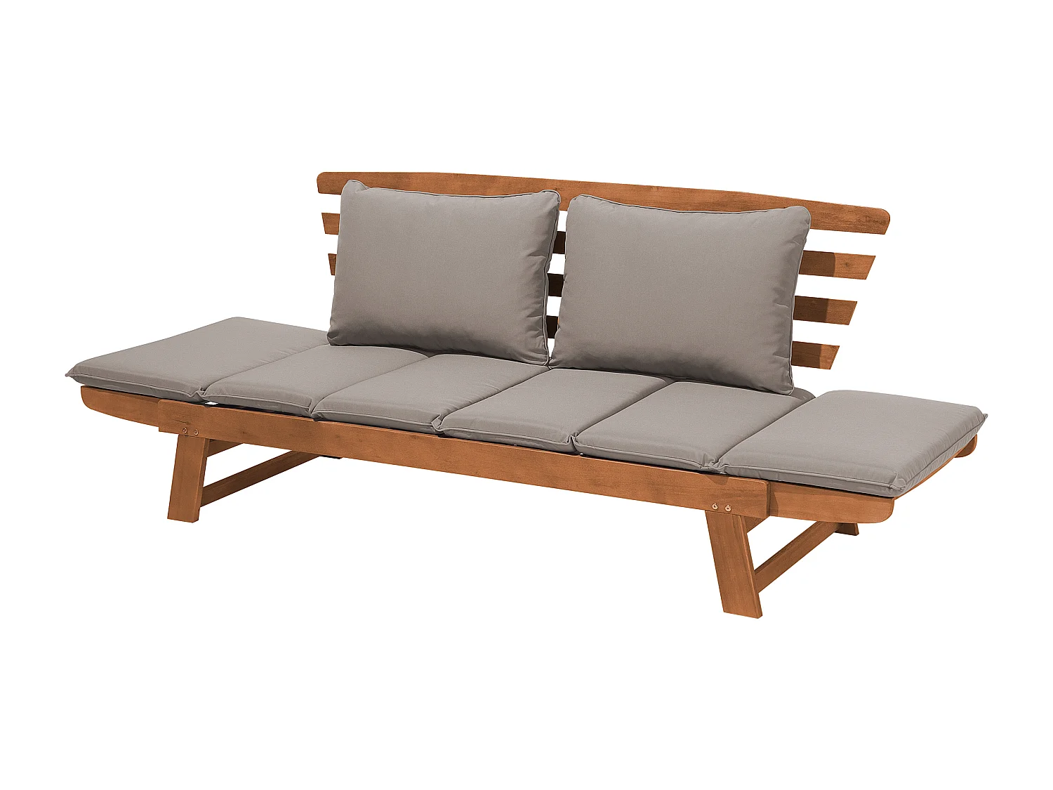 Tuinbank met zitkussen PORTICI 210 cm Eucalyptushout Lichtbruin/taupe