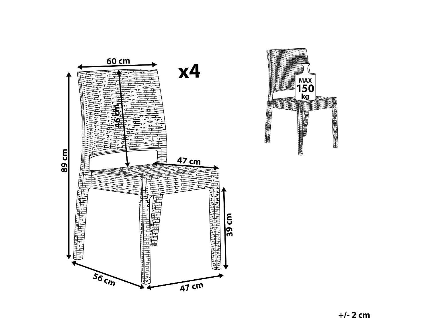 Lot de 4 chaises de jardin FOSSANO Matière synthétique Blanc