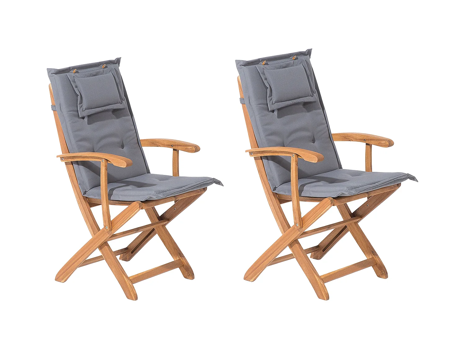 Lot de 2 chaises de jardin avec coussins MAUI Acacia Gris graphite