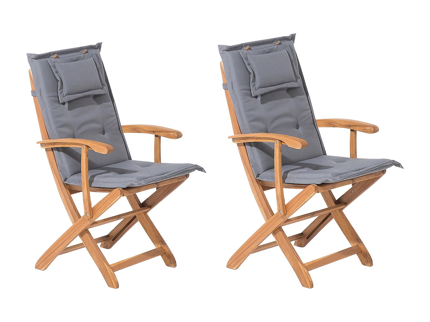 Lot de 2 chaises de jardin avec coussins MAUI Acacia Gris graphite