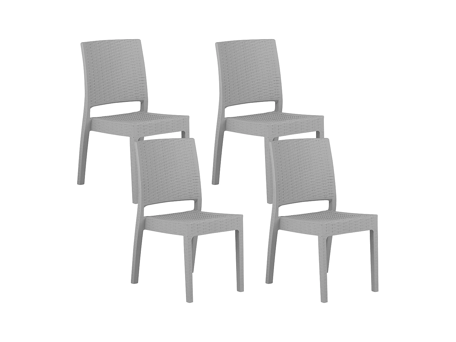 Lot de 4 chaises de jardin FOSSANO Matière synthétique Gris clair