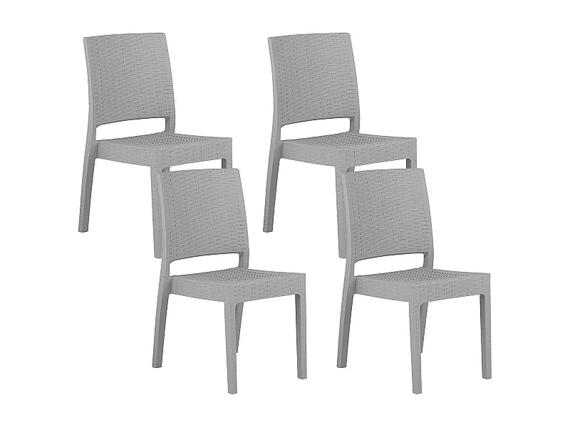 Conjunto de 4 sillas de jardín FOSSANO Material sintético Gris claro