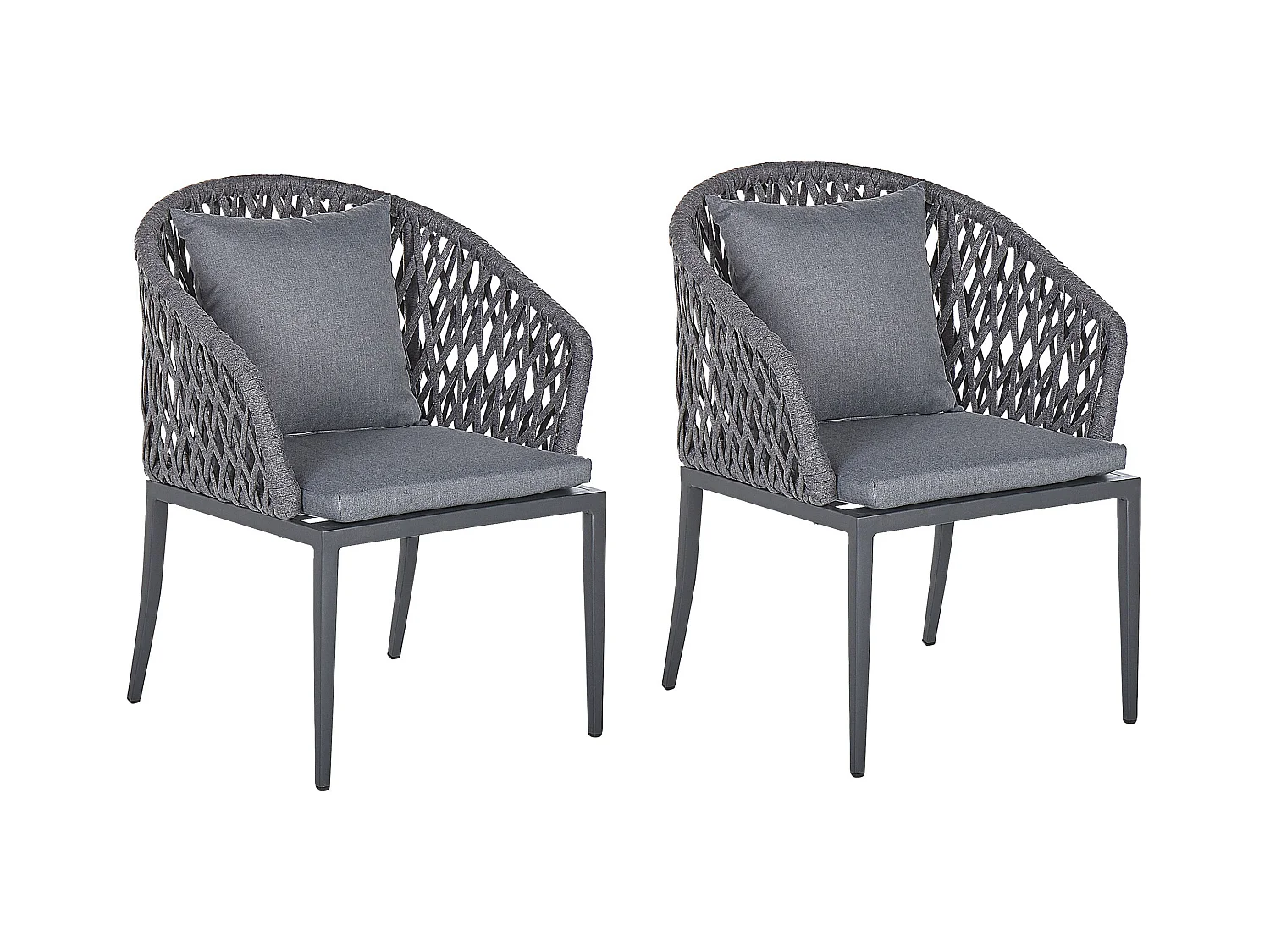 Lot de 2 chaises de jardin avec coussins LIPARI Métal Gris