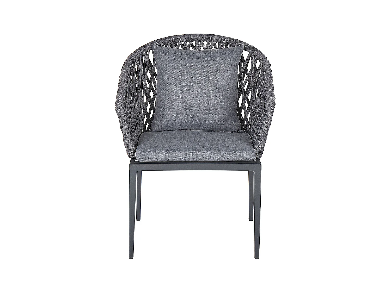 Lot de 2 chaises de jardin avec coussins LIPARI Métal Gris