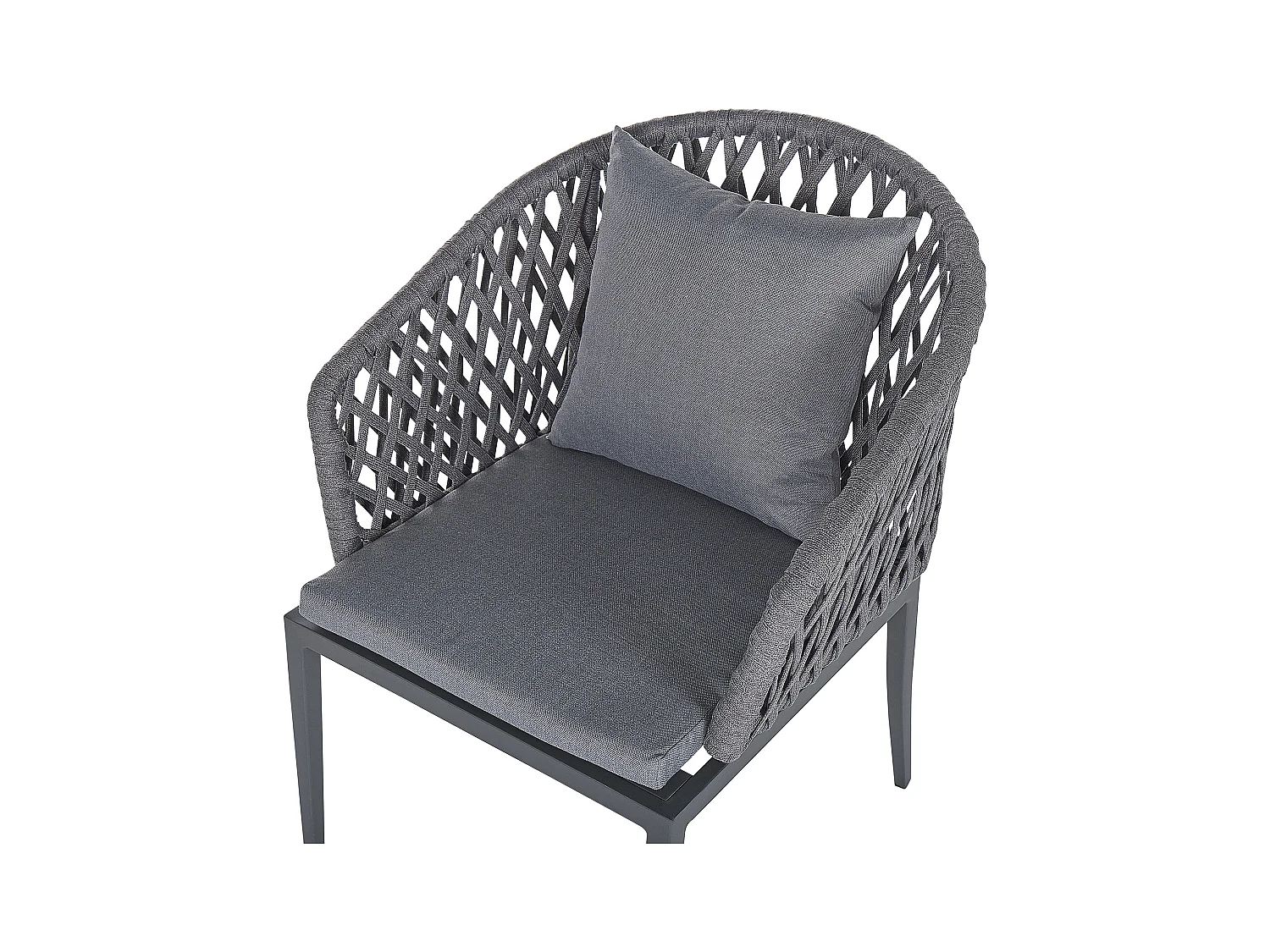 Lot de 2 chaises de jardin avec coussins LIPARI Métal Gris