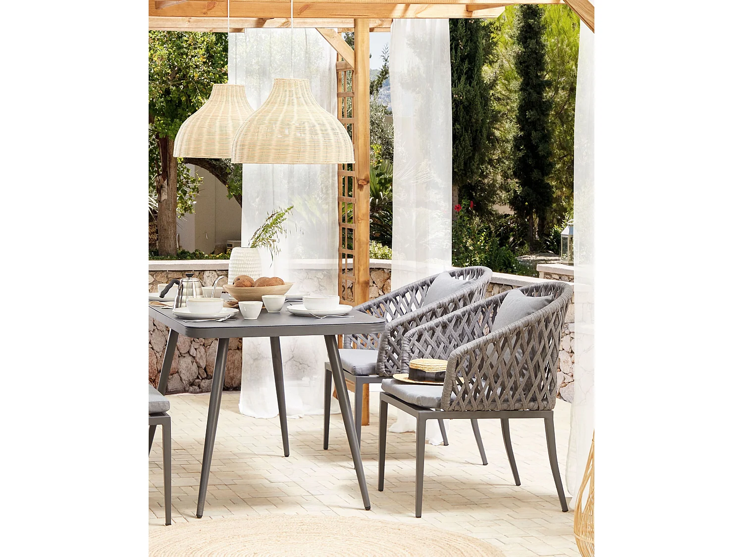 Set van 2 stoelen met zitkussen LIPARI Metaal Grijs