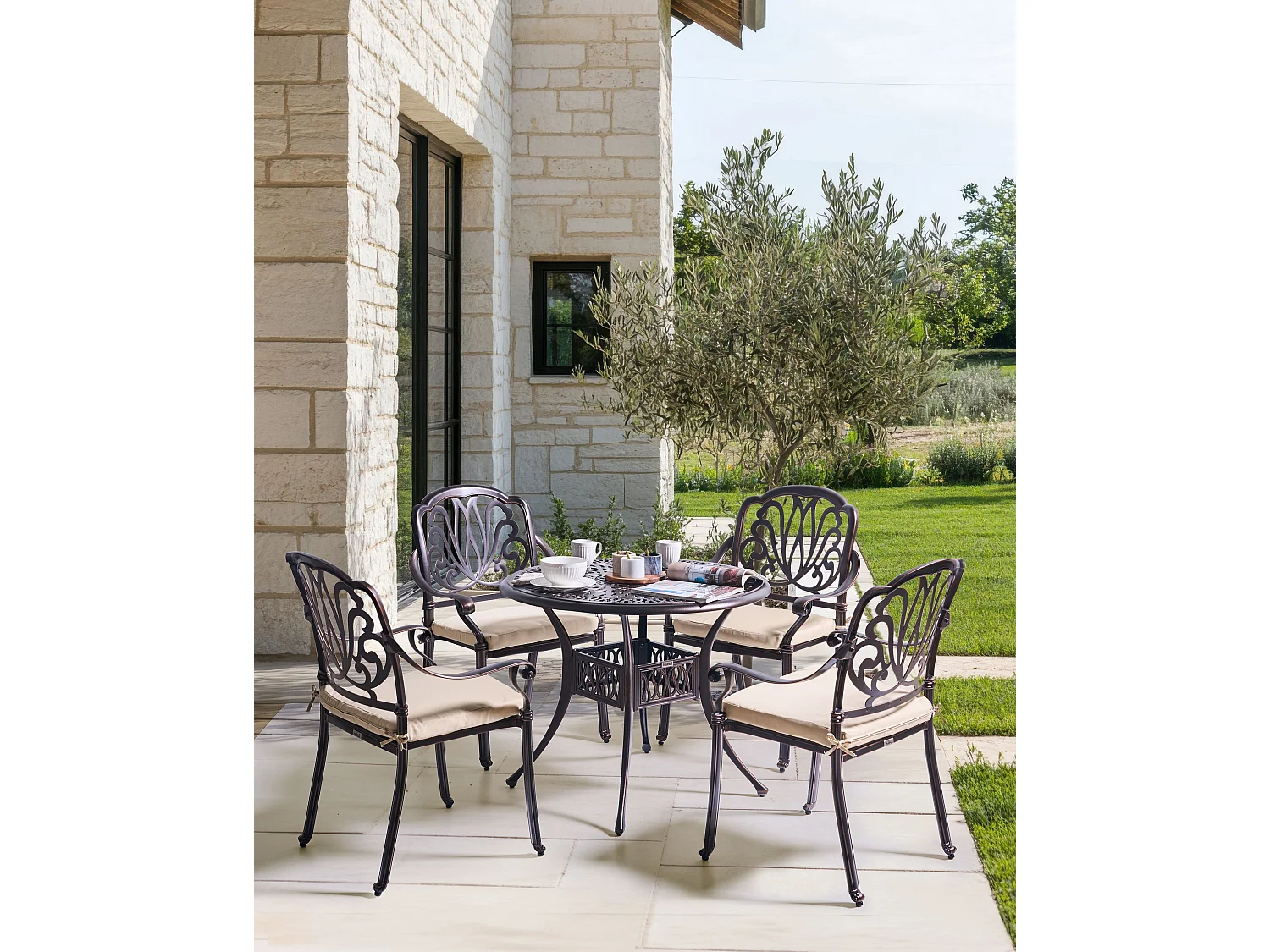 Set van 4 stoelen met zitkussen ANCONA Metaal Donkerbruin