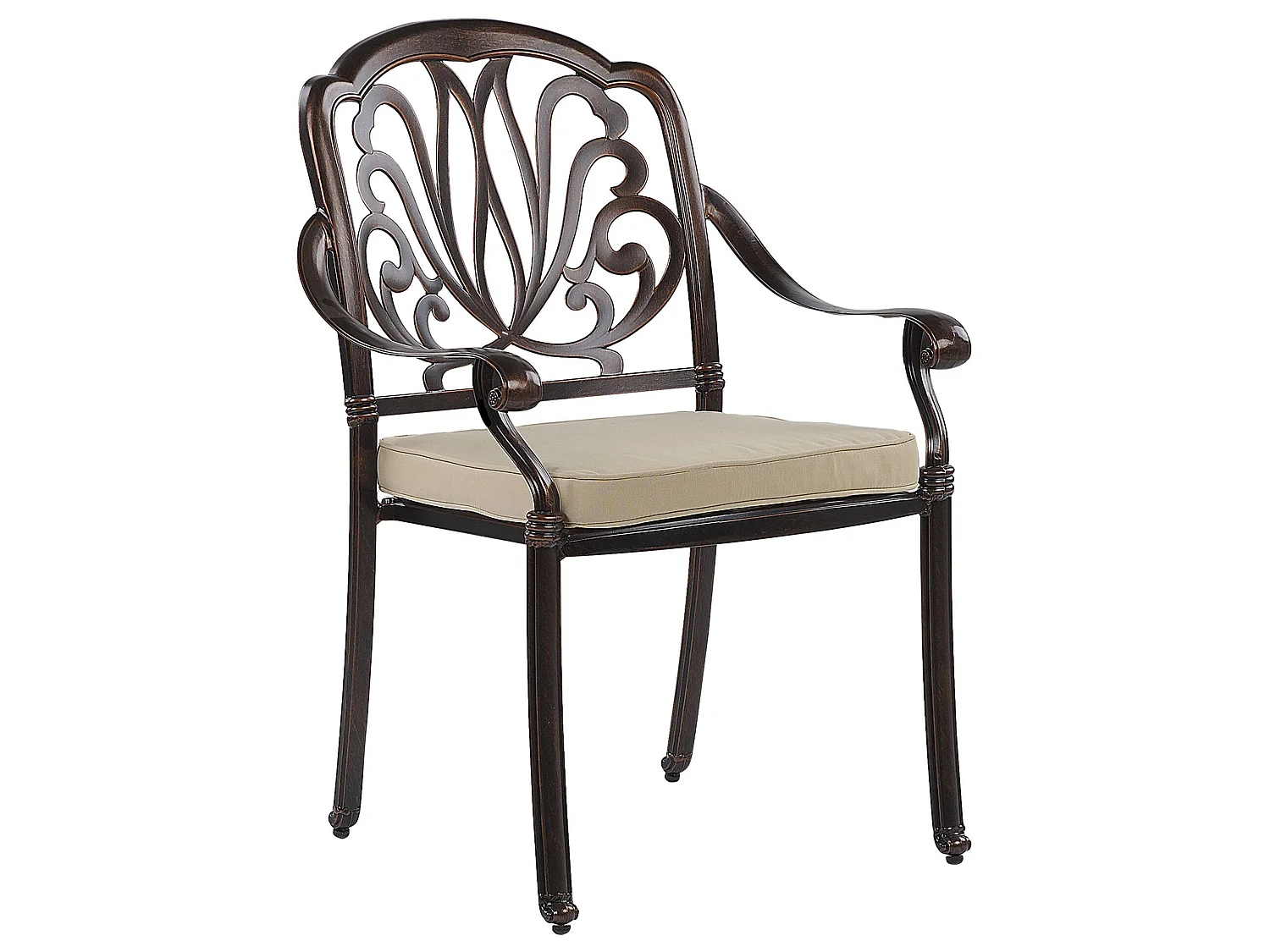 Lot de 4 chaises de jardin avec coussins ANCONA Métal Marron foncé