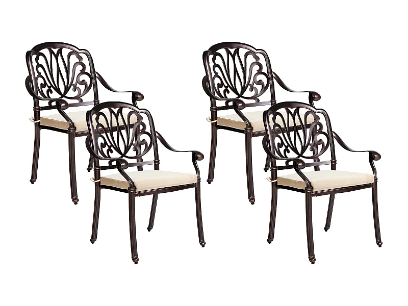 Praktishes Stuhl Set 4 Stücke Boho dunkelbraun 4 Sitzkissen Ancona