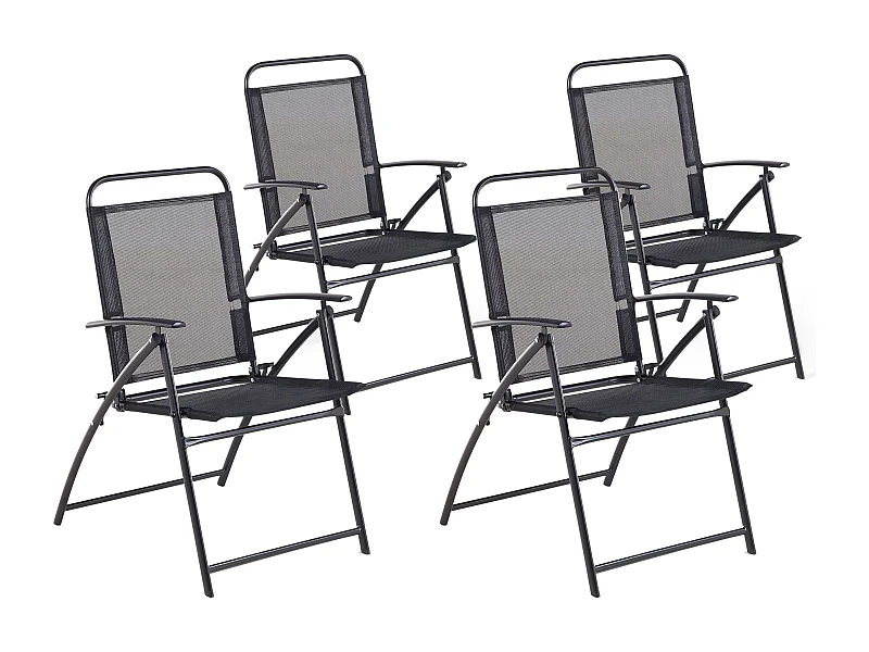 Conjunto de 4 cadeiras de jardim LIVO Metal Preto