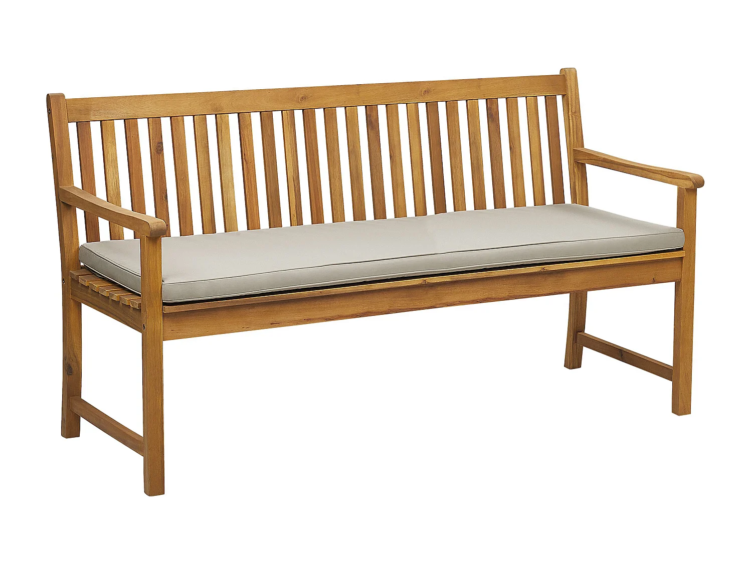 Banc avec coussin d'assise VIVARA 160 cm Bois d'acacia certifié Beige