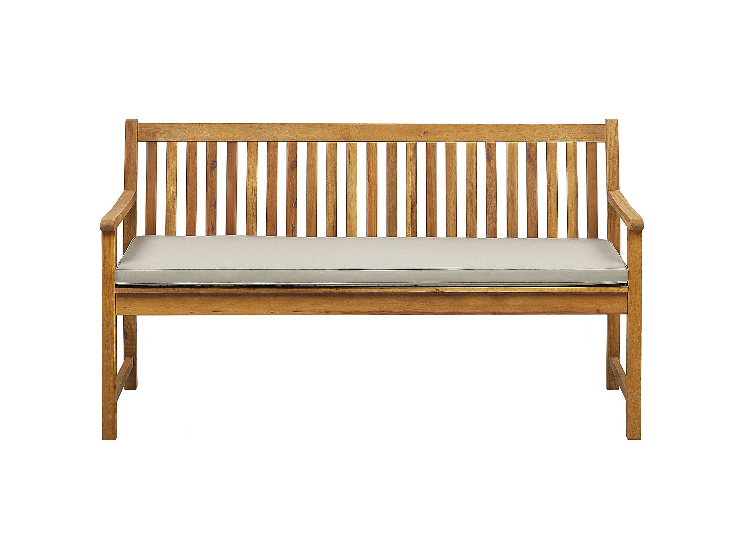 Banc avec coussin d'assise VIVARA 160 cm Bois d'acacia certifié Beige