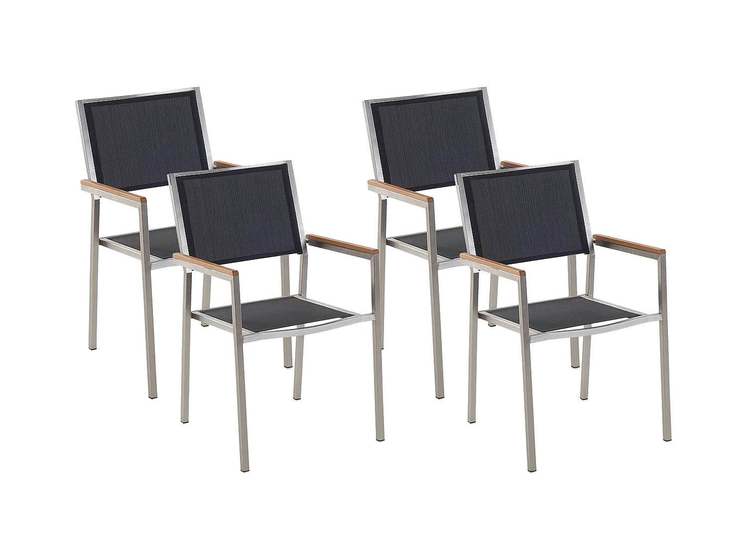 Lot de 4 chaises de jardin GROSSETO Acier inox Noir