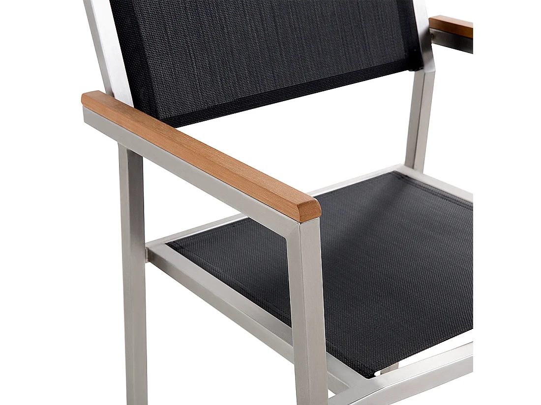 Lot de 4 chaises de jardin GROSSETO Acier inox Noir