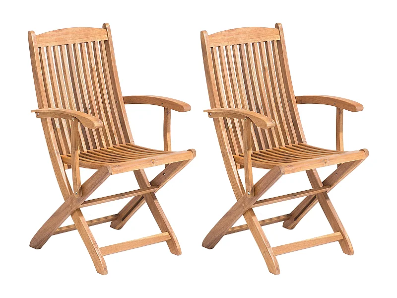 Lot de 2 chaises de jardin MAUI Acacia Marron clair
