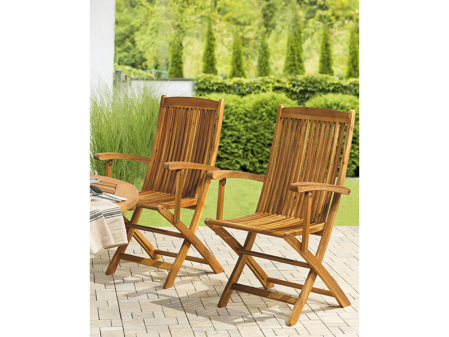 Set of 2 Garden Chairs MAUI Acacia Wood Light Brown
