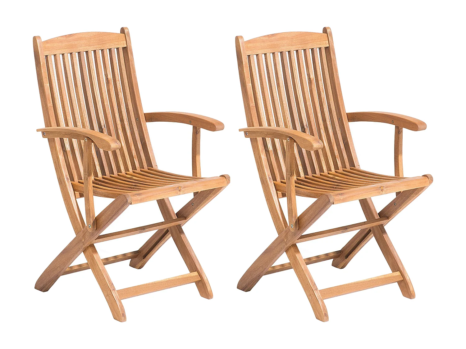 Lot de 2 chaises de jardin MAUI Acacia Marron clair