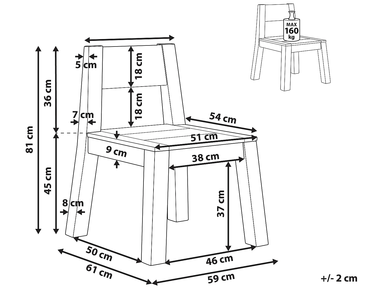 Chaise de jardin LIVORNO Acacia Marron