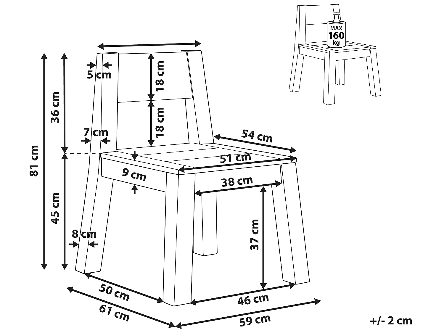 Silla de jardín LIVORNO Madera de acacia Marrón