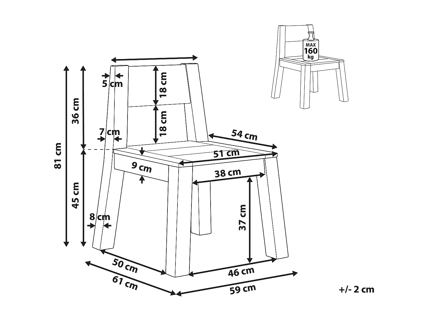Chaise de jardin LIVORNO Acacia Marron