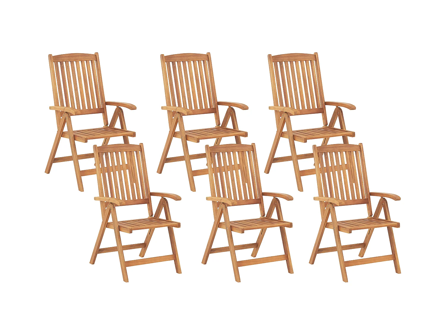 Lot de 6 chaises de jardin JAVA Acacia Marron clair