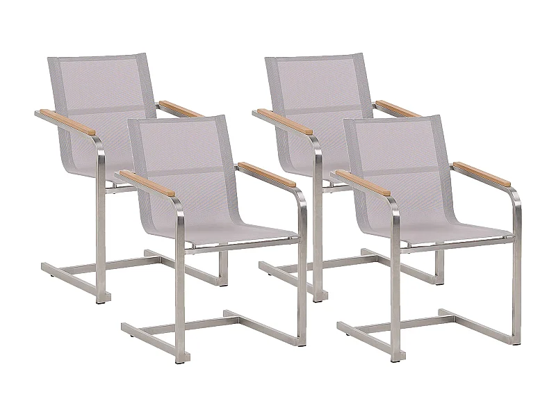 Lot de 4 chaises de jardin COSOLETO Acier inox Beige
