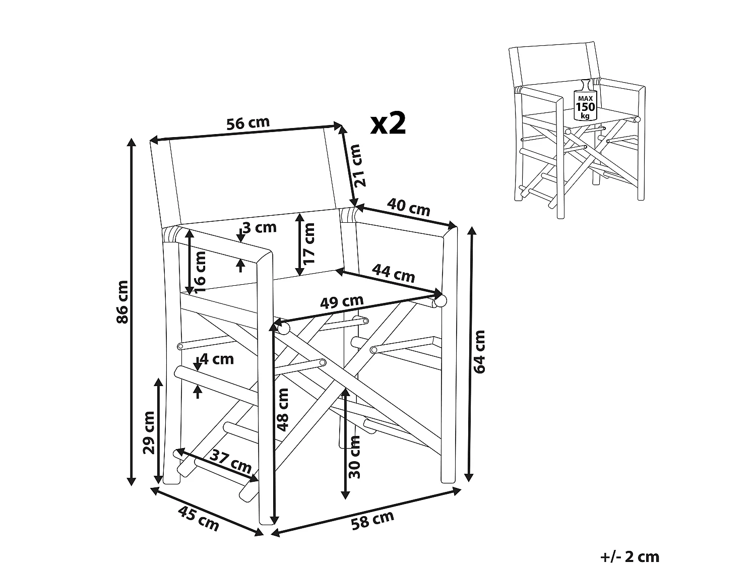 Set van 2 tuinstoelen MOLISE Bamboehout Bruin
