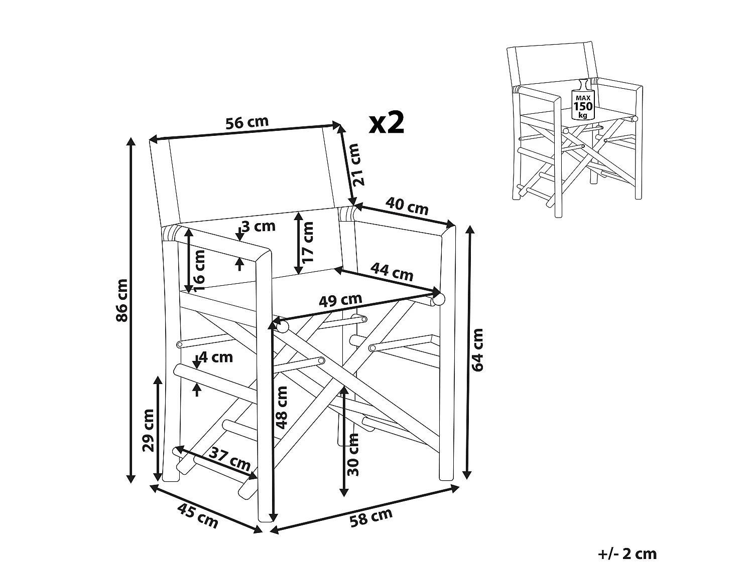Zestaw 2 krzeseł ogrodowych MOLISE Drewno bambusowe Brązowy