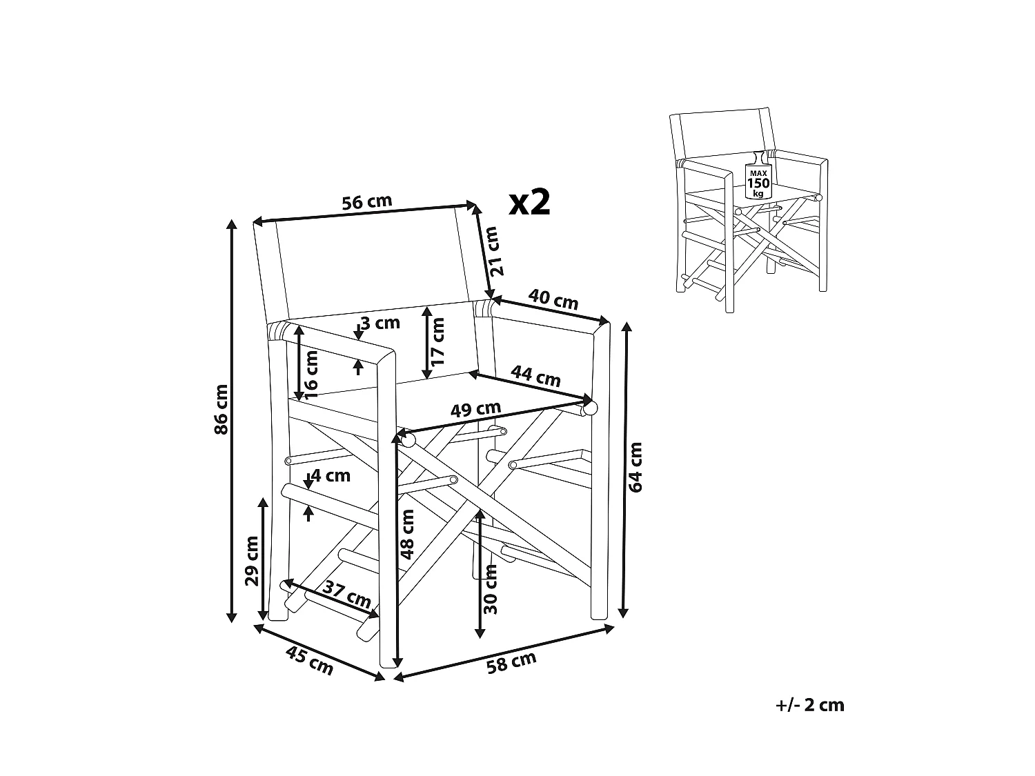 Lot de 2 chaises de jardin MOLISE Bambou Marron