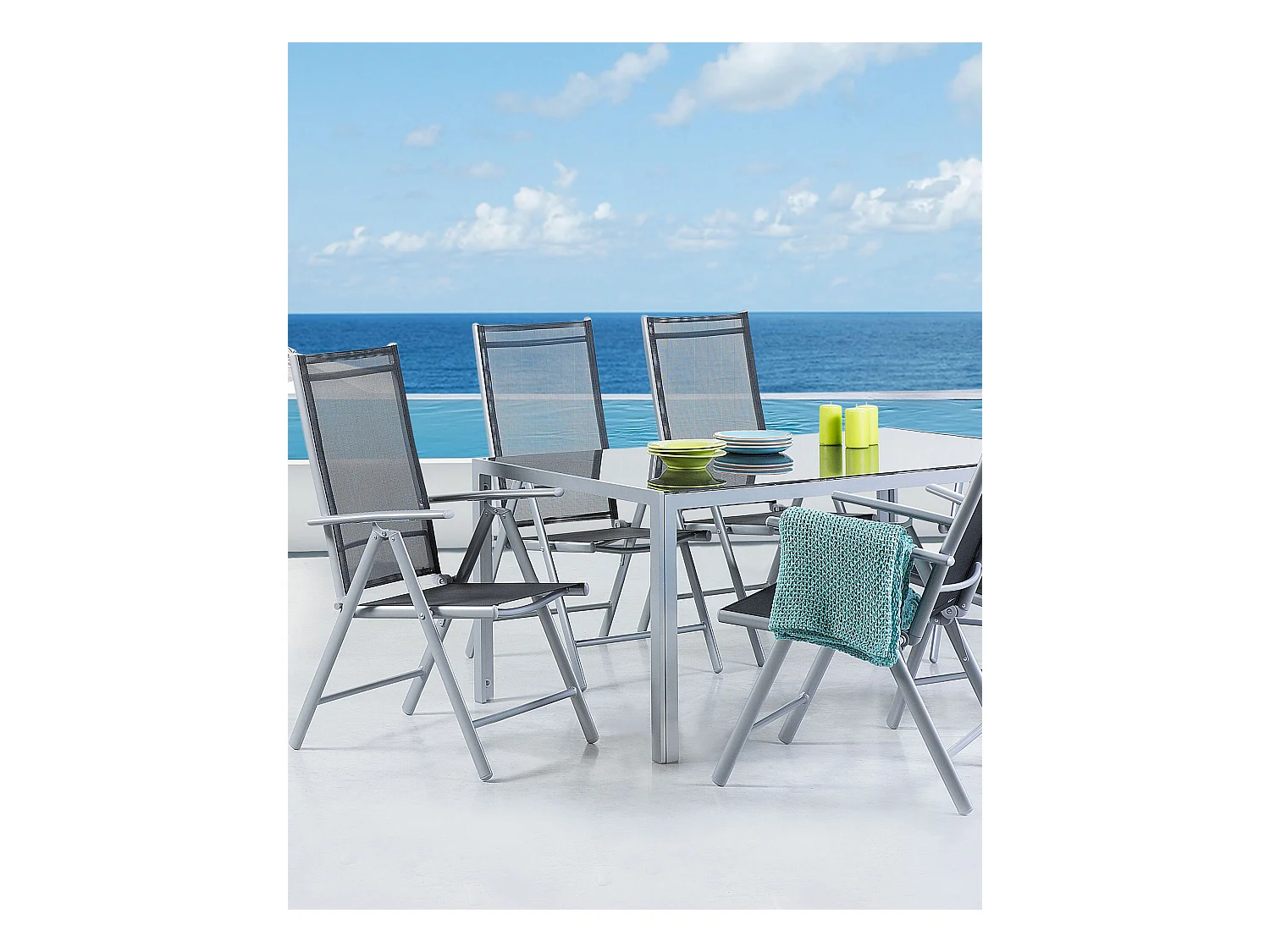 Lot de 6 chaises de jardin CATANIA Métal Noir