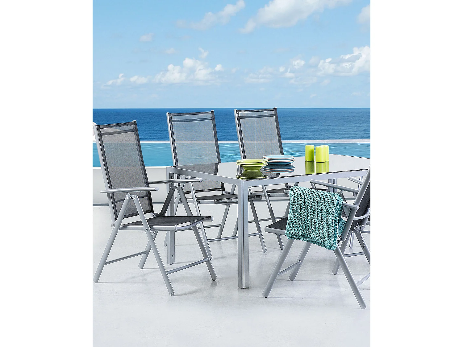 Lot de 6 chaises de jardin CATANIA Métal Noir