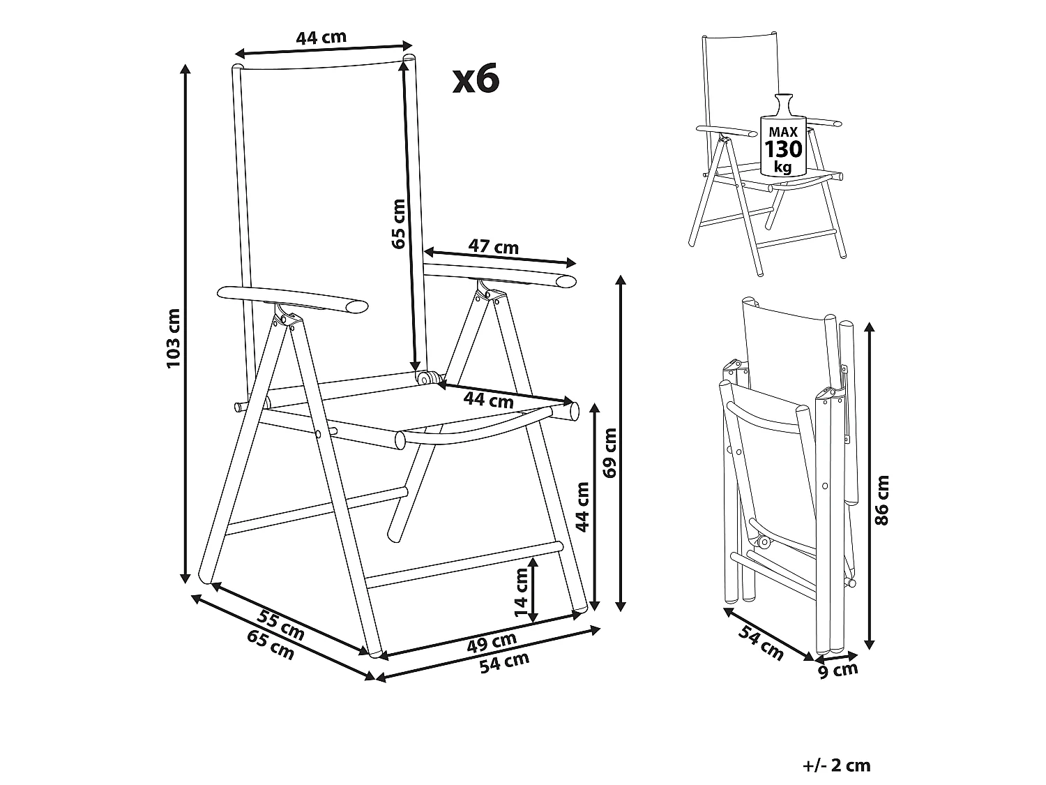 Set van 6 tuinstoelen CATANIA Metaal Zwart