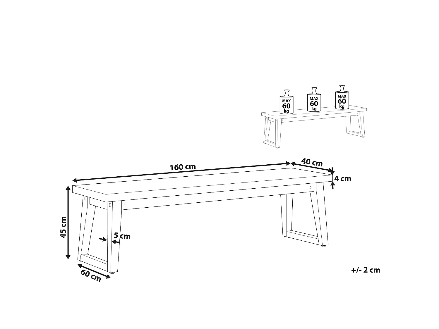 Gartenbank ORIA 160 cm Beton Grau