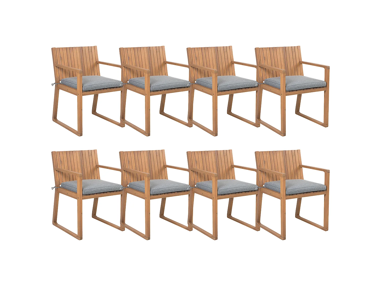 Set van 8 stoelen met zitkussen SASSARI Hout Grijs