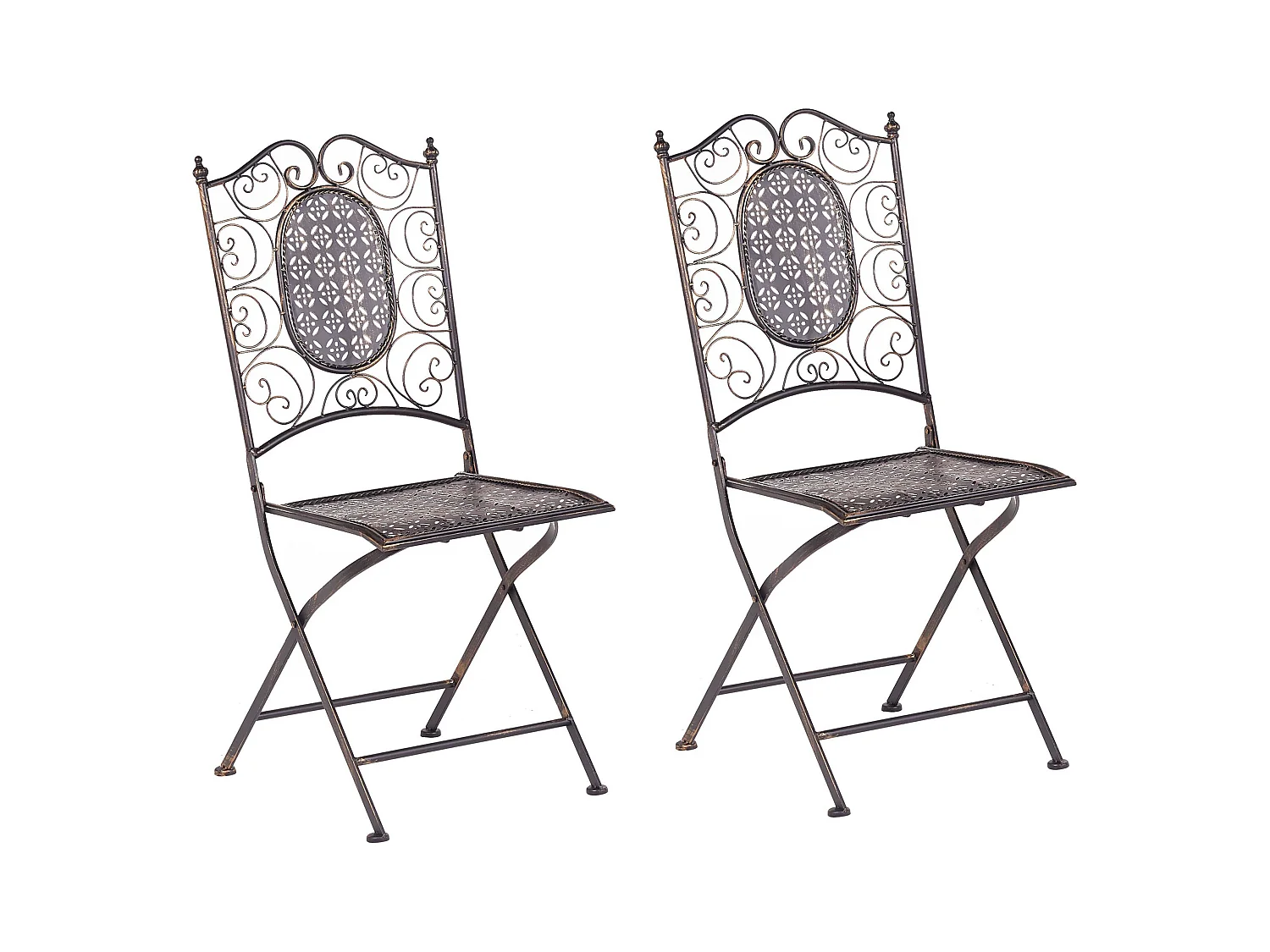 Lot de 2 chaises de jardin BORMIO Pliant Métal Noir