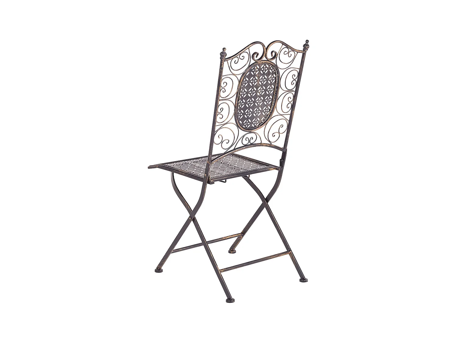 Gartenstuhl 2er Set Metall schwarz Antik-Optik klappbar romantischer Stil Borimo