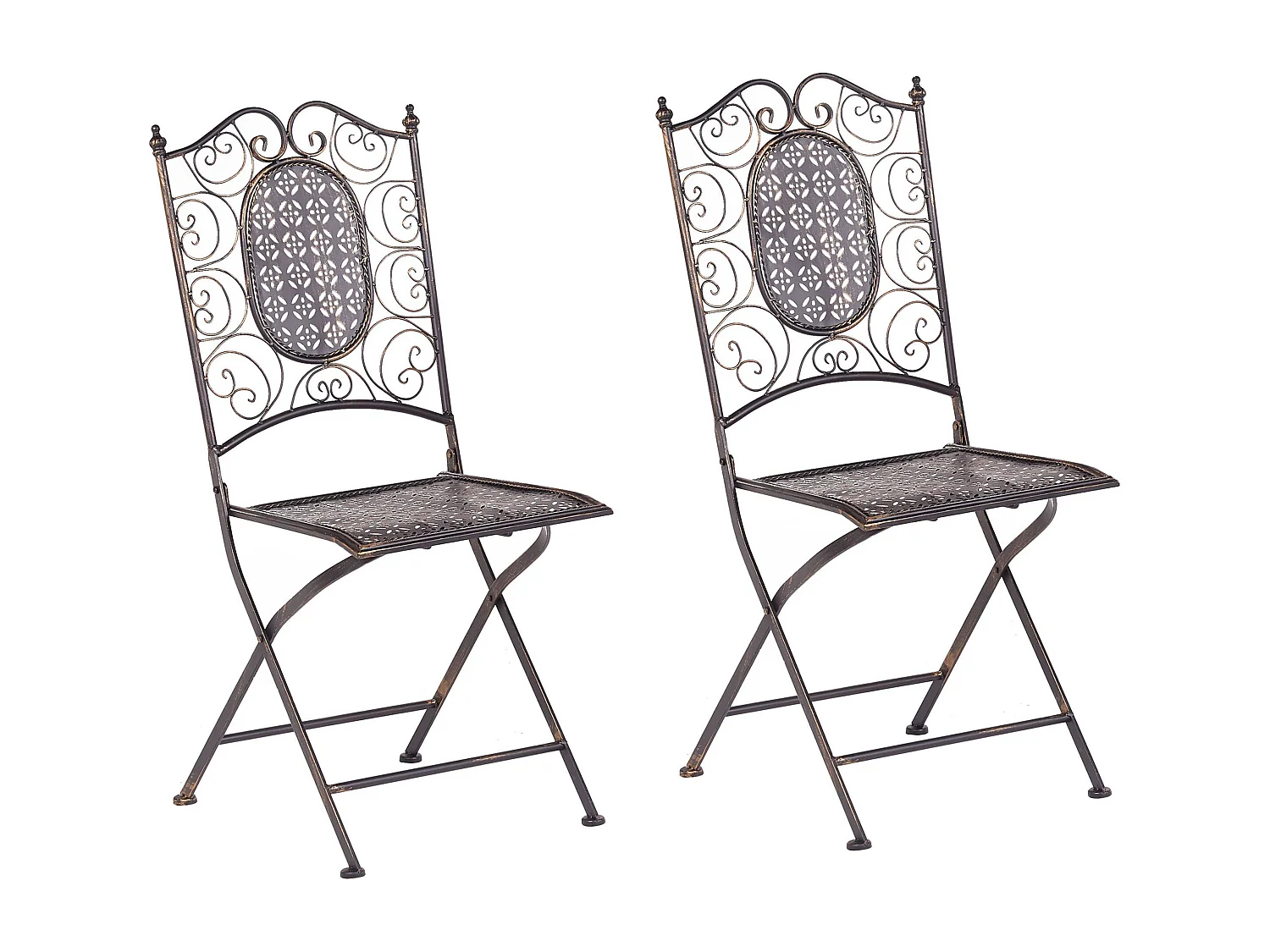 Lot de 2 chaises de jardin BORMIO Pliant Métal Noir
