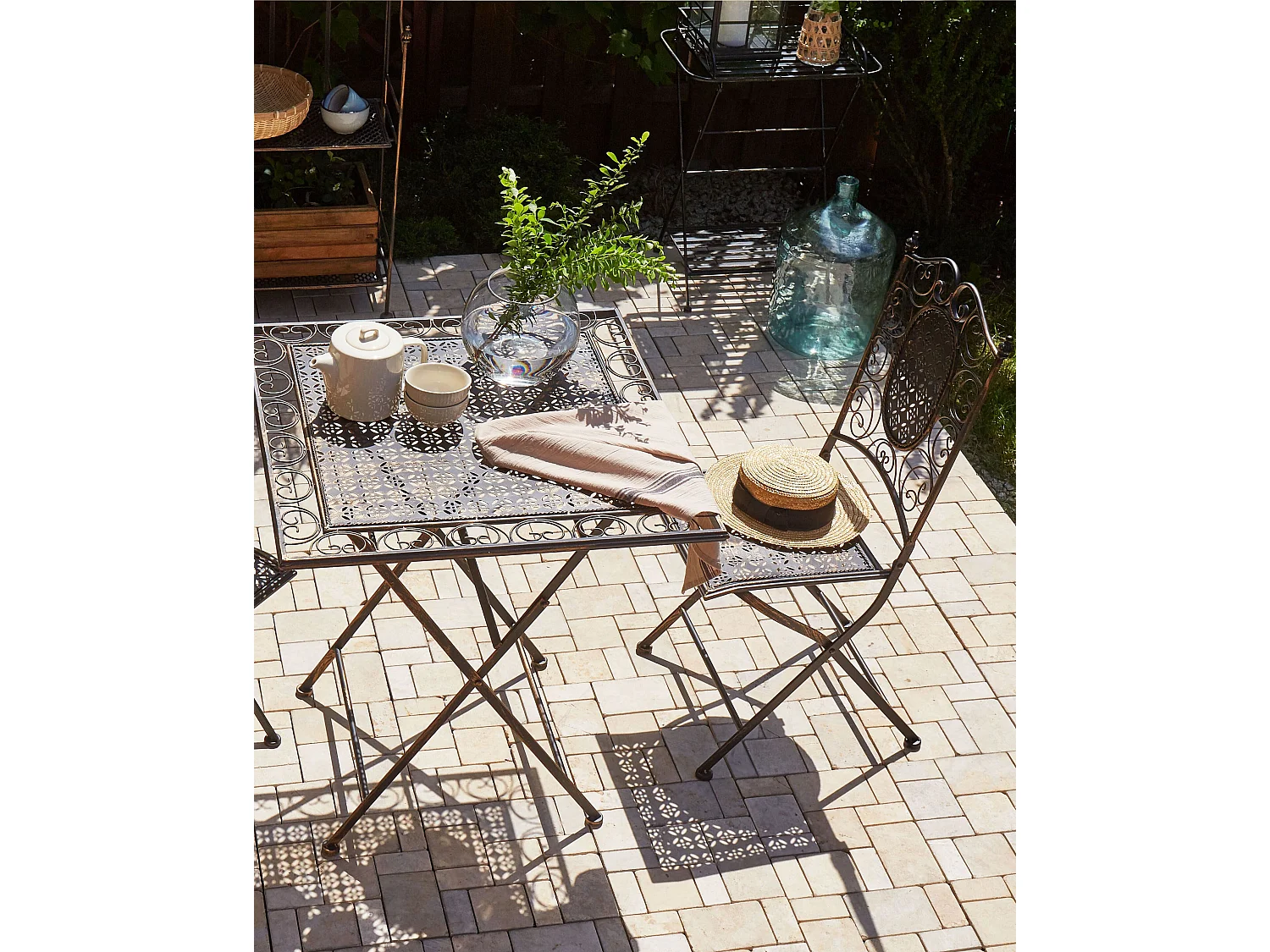 Lot de 2 chaises de jardin BORMIO Pliant Métal Noir