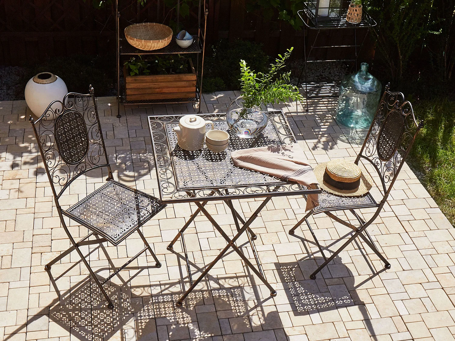 Conjunto de 2 sillas de jardín BORMIO plegable Metal Negro