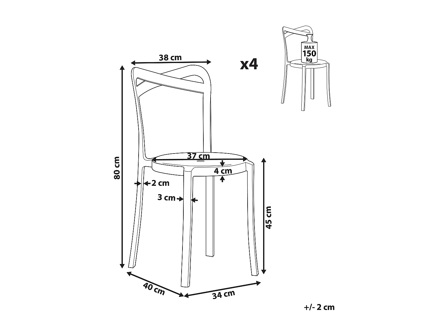 Set van 4 tuinstoelen CAMOGLI Synthetisch materiaal Wit