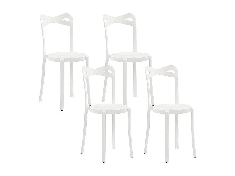 Esszimmerstuhl 4er Set Weiß Kunststoff Modern Innen- und Außenbereich Camogli