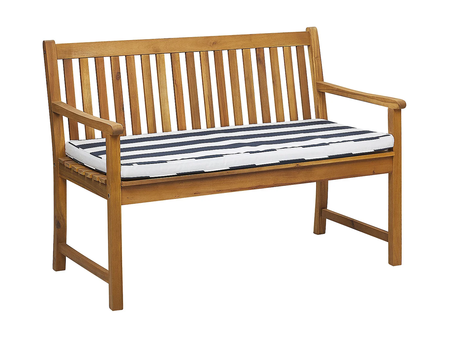 Banc avec coussin d'assise VIVARA 120 cm Bois d'acacia certifié Bleu marine