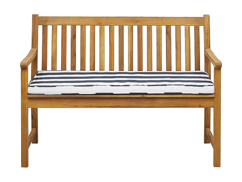 Gartenbank Akazienholz hellbraun 120 cm mit Auflage marineblau Vivara