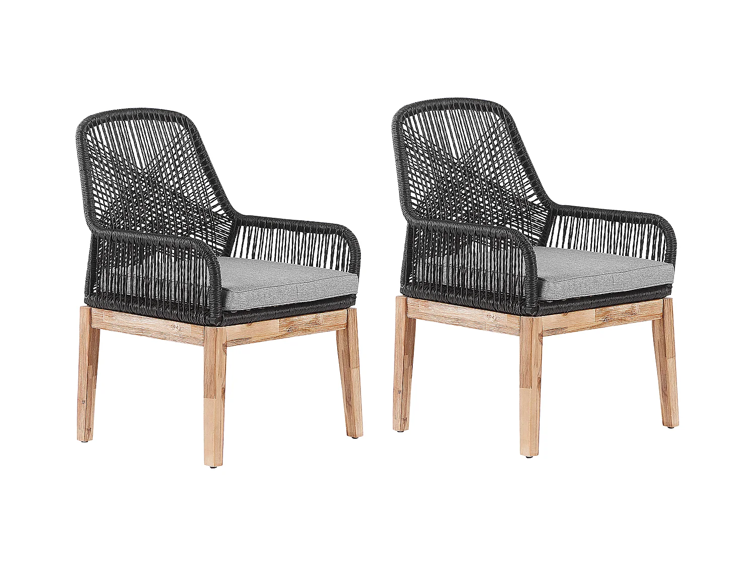 Lot de 2 chaises de jardin avec coussins OLBIA Matière synthétique Noir