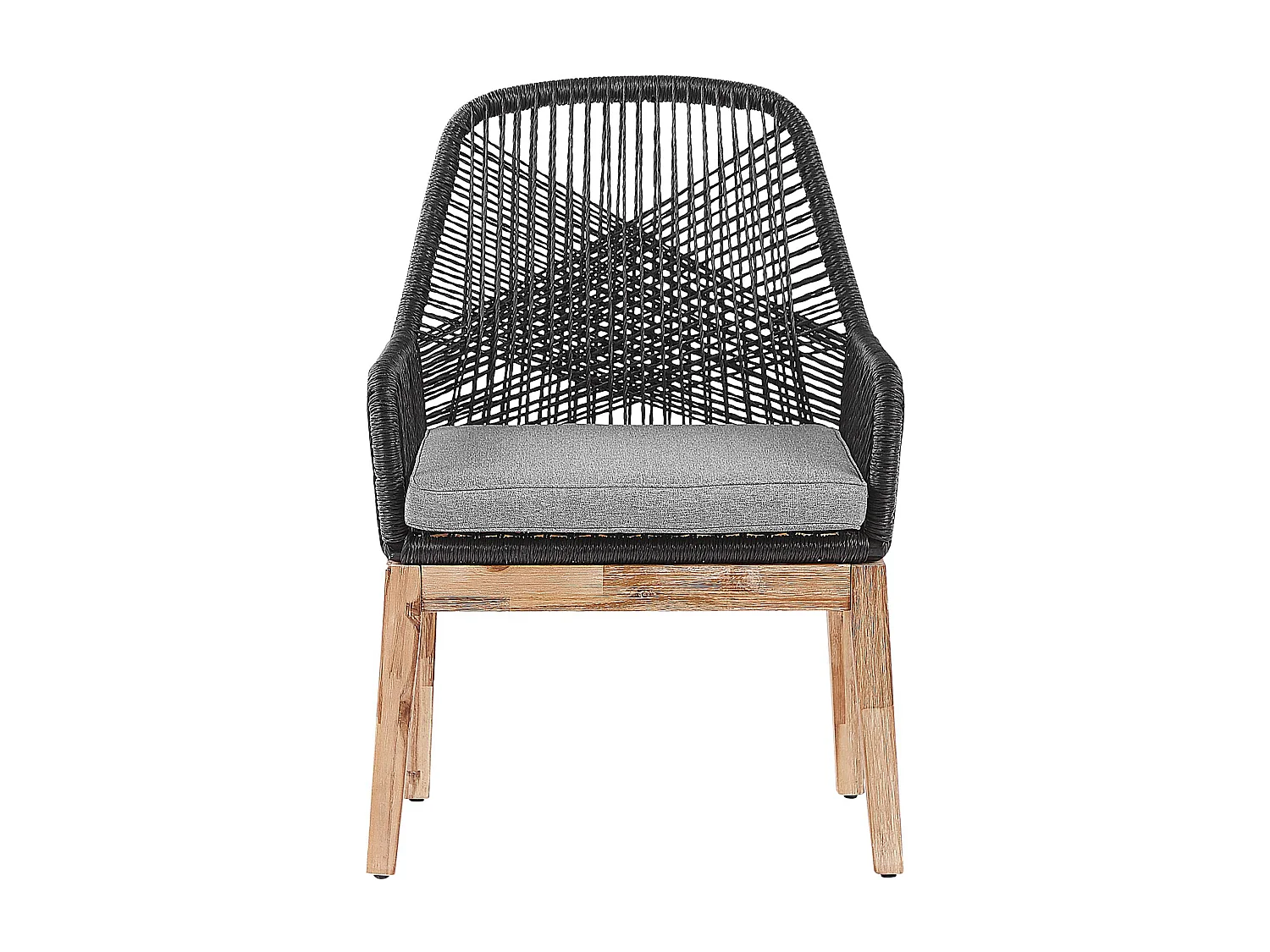 Moderne Gartenstühle aus Geflecht und Akazienholz 2er Set Schwarz Olbia