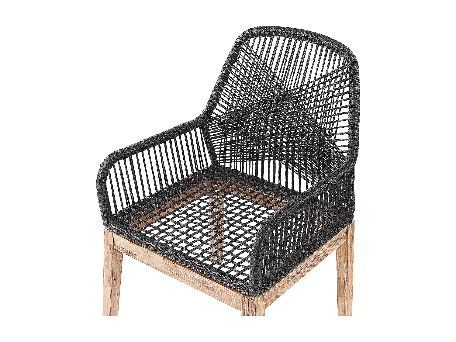 Moderne Gartenstühle aus Geflecht und Akazienholz 2er Set Schwarz Olbia